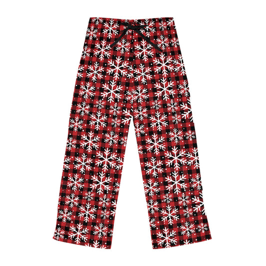 Red and White Snowflakes - Women's Pajama Pants (AOP)